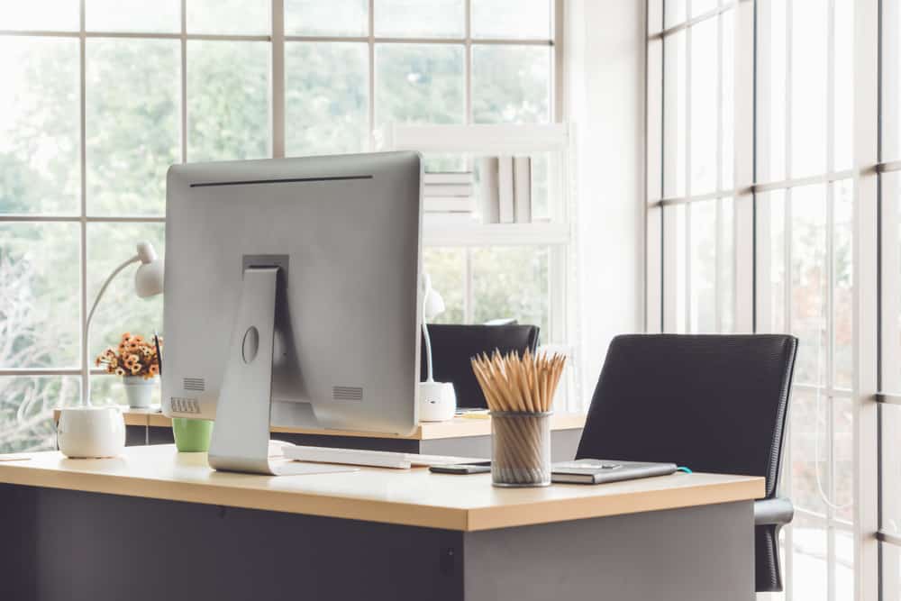 Desktop pc in a small modern office.